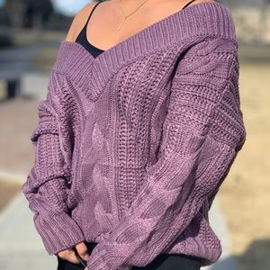 Lilac Oversized Cable Knit Sweater